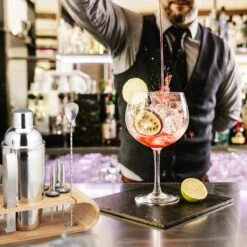 Relaxdays Cocktail Set 11-piece - Cocktail Shaker Set - With Bamboo Stand - Inox -Cuisine Fournitures Magasin 1200x1200 2013