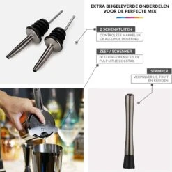 YONO Cocktail Shaker Set - Cocktail Shaker 600ml Avec Tasse à Mesurer Jigger Passoire Becs Verseurs Agitateur Et Pilon - Noir -Cuisine Fournitures Magasin 1200x1200 2014