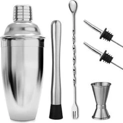 SY Goods - Ensemble De Shaker à Cocktail Tout-en-un Haut De Gamme - Shaker à Cocktail - Ensemble De Shaker à Cocktail - Ensemble De 6 Pièces - Shaker De 750 Ml