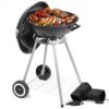 Barbecue AG Ø 46 Cm - Barbecues à Charbon - Barbecue Kogelbarbecue Incl. Thermomètre - Température Inoxydable - Barbecue Rond - Incl. Couvercle Et Roues - Barbecue Traditionnel - 7 Personnes - Grille De Ventilation Pour Régulation Oxygène - Zwart -