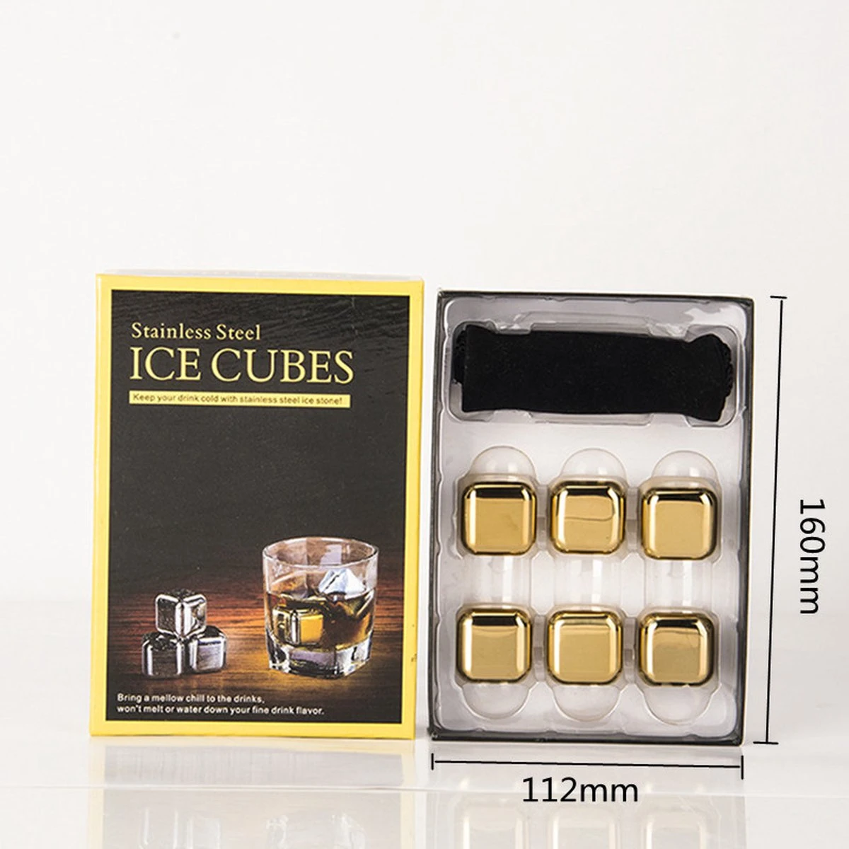 Coffret à Whisky De Luxe + 6 Pierres à Whisky + 1 Pochon Velours + Boîte De Rangement - Réutilisable - Inoxydable - Or 4 Coffret à Whisky De Luxe + 6 Pierres à Whisky + 1 Pochon Velours + Boîte De Rangement - Réutilisable - Inoxydable - Or – Image 4