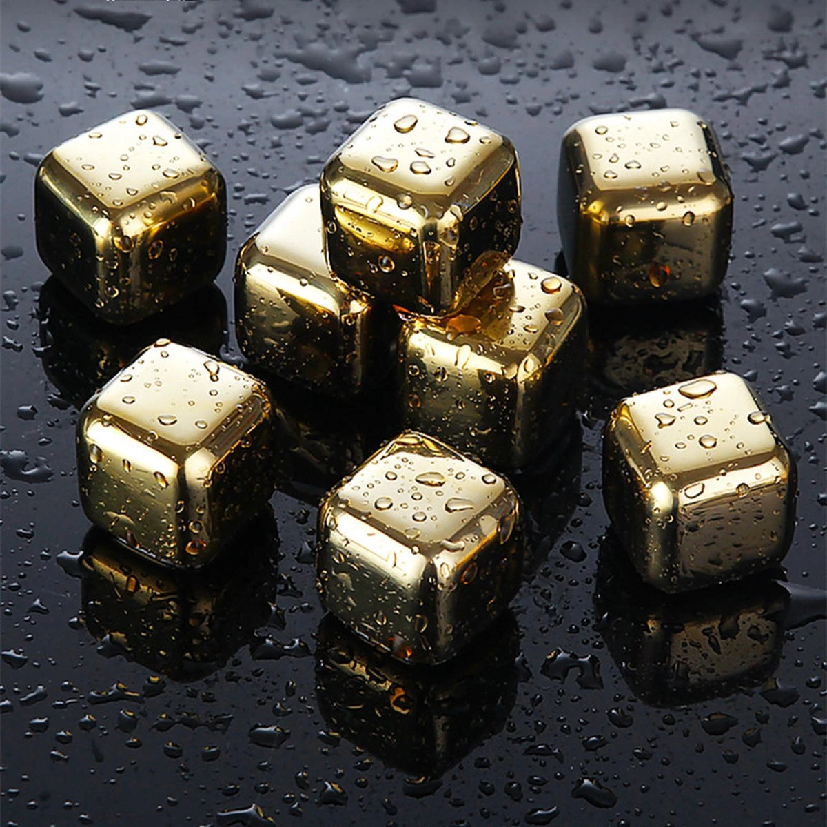 Coffret à Whisky De Luxe + 6 Pierres à Whisky + 1 Pochon Velours + Boîte De Rangement - Réutilisable - Inoxydable - Or 8 Coffret à Whisky De Luxe + 6 Pierres à Whisky + 1 Pochon Velours + Boîte De Rangement - Réutilisable - Inoxydable - Or – Image 8