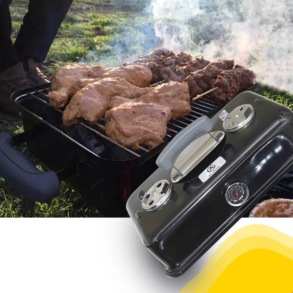 AG To- Go Barbecue Ø44 Cm - Barbecues à Charbon - Incl. Thermomètre - Température Inoxydable - Compact -Barbecue Carré - Incl. Couvercle - Barbecue Traditionnel - 6 Personnes - Partout Grille De Ventilation Pour Régulation D'oxygène - Zwart 12 AG To- Go Barbecue Ø44 Cm - Barbecues à Charbon - Incl. Thermomètre - Température Inoxydable - Compact -Barbecue Carré - Incl. Couvercle - Barbecue Traditionnel - 6 Personnes - Partout Grille De Ventilation Pour Régulation D'oxygène - Zwart – Image 12
