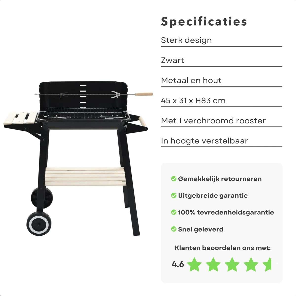 Cheqo® Barbecue Mobile - BBQ Sur Roues - BBQ à Charbon De Bois - Cuisine Extérieure - 45x31cm - 6kg - Paravent Avec Fentes - 2 Roues - Réglable 2 Cheqo® Barbecue Mobile - BBQ Sur Roues - BBQ à Charbon De Bois - Cuisine Extérieure - 45x31cm - 6kg - Paravent Avec Fentes - 2 Roues - Réglable – Image 2