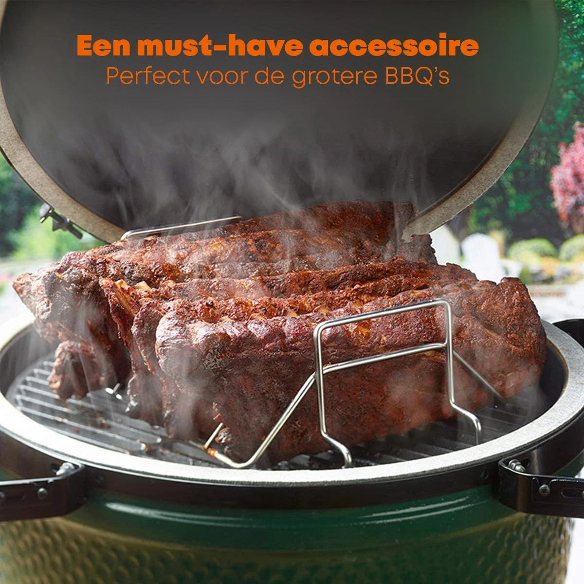 YUGN 2-en-1 Acier Inoxydable Spare Rib Rack BBQ Rib Rack - Rib Rack Spareribs Holder - Accessoires De BBQ - Grille De Grille Avec Brosse 6 YUGN 2-en-1 Acier Inoxydable Spare Rib Rack BBQ Rib Rack - Rib Rack Spareribs Holder - Accessoires De BBQ - Grille De Grille Avec Brosse – Image 6