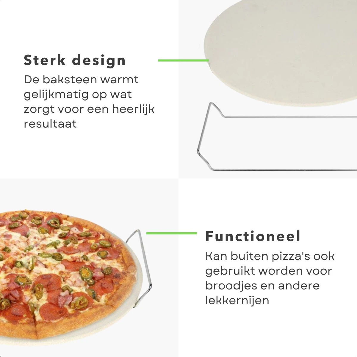 Pierre à Pizza Cheqo® - Pierre à Pizza - Pierre à Four - Pierre à Pizza - Pierre à BBQ - Pierre à Pizza Pour BBQ Et Four - Pierre à Pain - Avec Grille En Métal - ø33cm 5 Pierre à Pizza Cheqo® - Pierre à Pizza - Pierre à Four - Pierre à Pizza - Pierre à BBQ - Pierre à Pizza Pour BBQ Et Four - Pierre à Pain - Avec Grille En Métal - ø33cm – Image 5