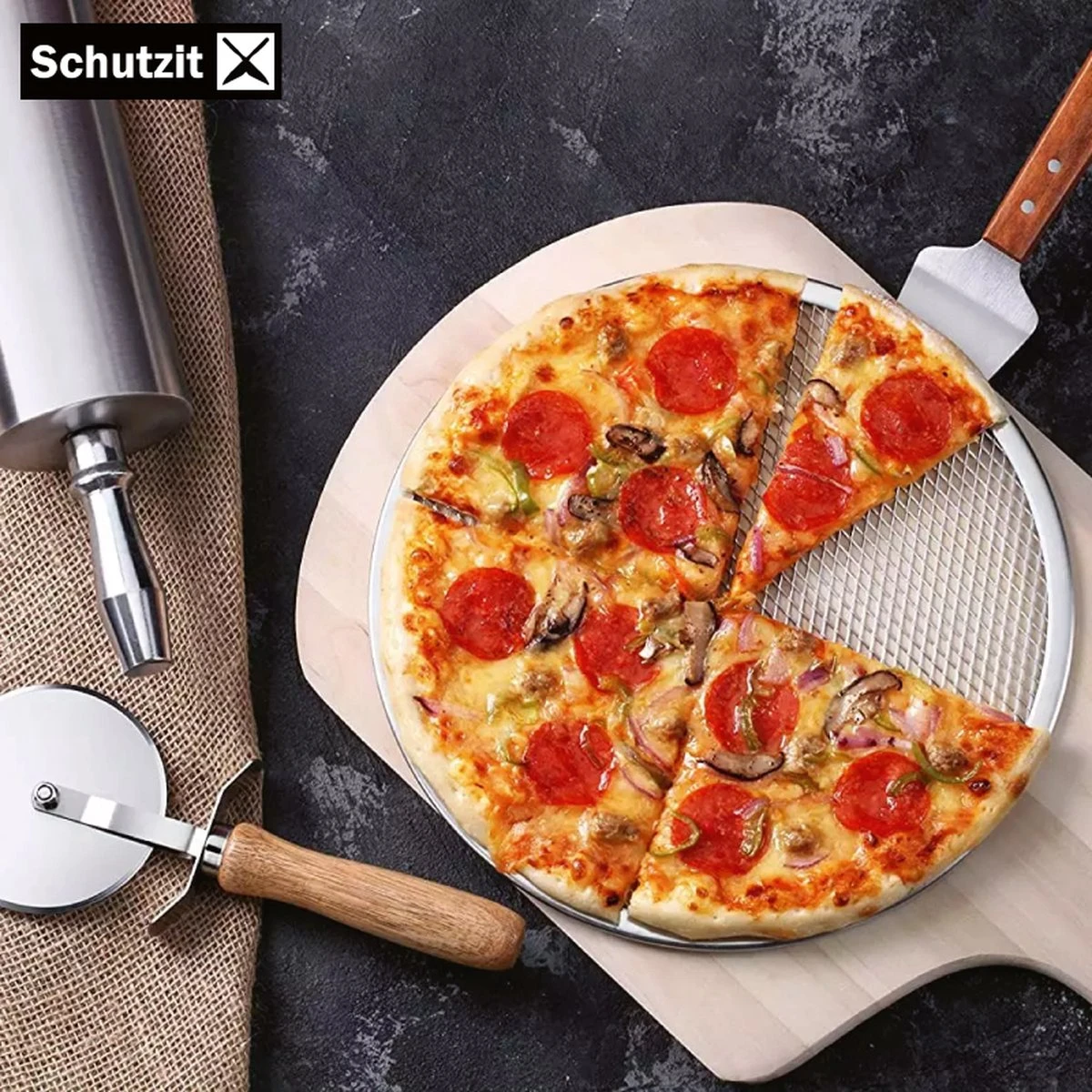 Schutzit - Assiette à Pizza 2 Pièces - 30,5 Cm - Plaque De Cuisson à Pizza - Plaque De Fond En Maille - Forme De Pizza - Plaque à Pizza BBQ 7 Schutzit - Assiette à Pizza 2 Pièces - 30,5 Cm - Plaque De Cuisson à Pizza - Plaque De Fond En Maille - Forme De Pizza - Plaque à Pizza BBQ – Image 7