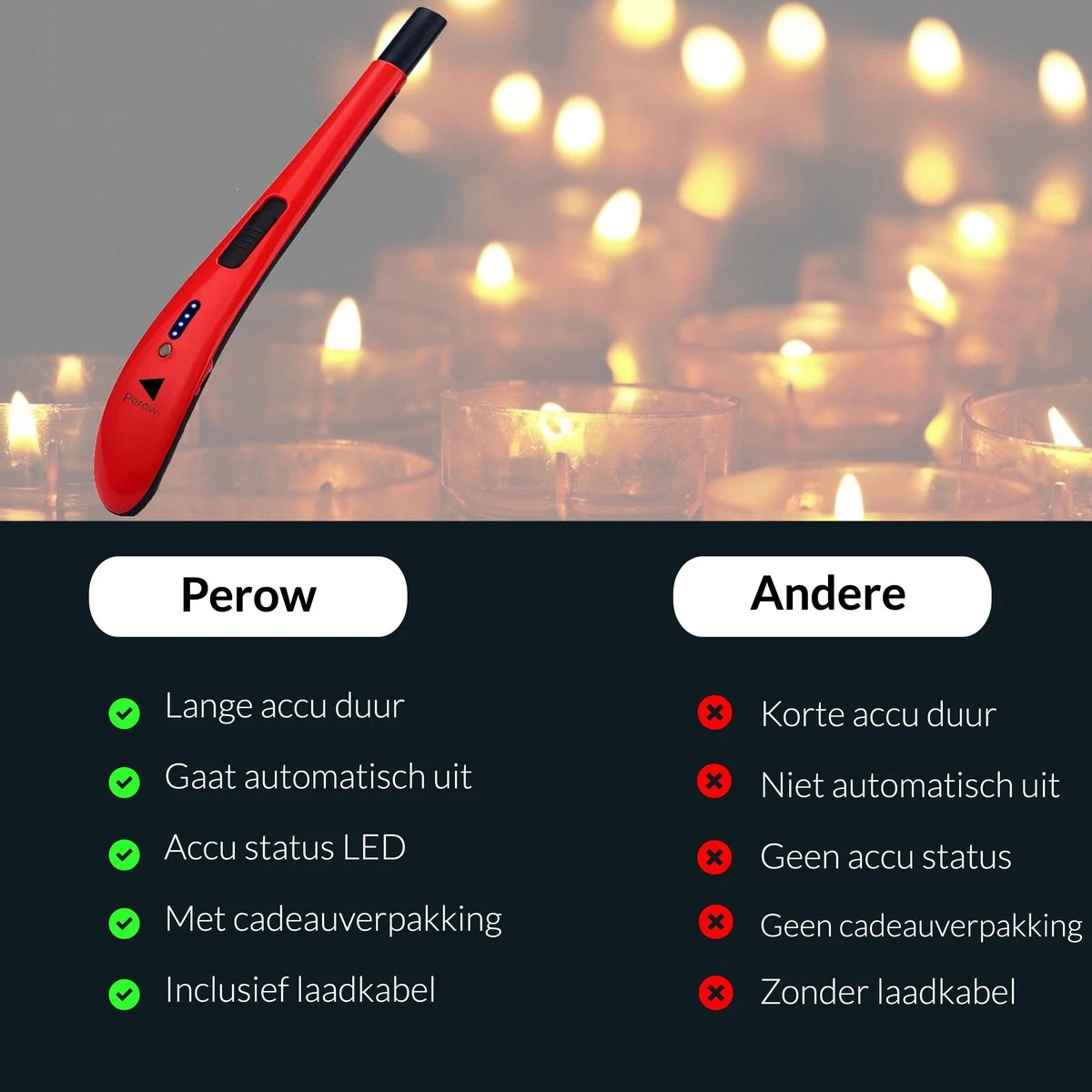 Briquet électrique Long Rechargeable - Rouge - Briquet Plasma Durable - Comprend Une Boîte-cadeau - Barbecue - Bougies 4 Briquet électrique Long Rechargeable - Rouge - Briquet Plasma Durable - Comprend Une Boîte-cadeau - Barbecue - Bougies – Image 4