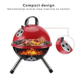 Cheqo® Kogelbarbecue - BBQ à Charbon De Bois - Barbecue - Barbecue De Table - Rouge - Ø 32cm - Surface De Cuisson 30cm - Grille De Ventilation Réglable - Capot Rond Verrouillable -Cuisine Fournitures Magasin 1200x1200 236