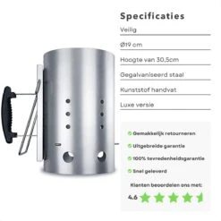 Cheqo® Luxe Briquette Starter - BBQ Quick Starter - Starter Charcoal - Heat Shield - Ø19cm - Hauteur 30.5cm -Cuisine Fournitures Magasin 1200x1200 2384