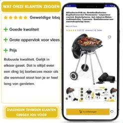 Barbecue AG Ø 46 Cm - Barbecues à Charbon - Barbecue Kogelbarbecue Incl. Thermomètre - Température Inoxydable - Barbecue Rond - Incl. Couvercle Et Roues - Barbecue Traditionnel - 7 Personnes - Grille De Ventilation Pour Régulation Oxygène - Zwart - -Cuisine Fournitures Magasin 1200x1200 24