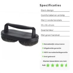 Cheqo® BBQ Brush - Brosse à Barbecue - Brosse De Nettoyage - Grattoir - Indispensable - Manche Groot - 2 Brosses Rondes - 19x10x8cm -Cuisine Fournitures Magasin 1200x1200 2463