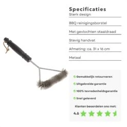 Cheqo® BBQ Brush - Brosse De Nettoyage Barbecue - Brosse De Nettoyage Grille - Brosse En Acier - Fil D'Acier Tressé - Manche Robuste - 31x16cm -Cuisine Fournitures Magasin 1200x1200 2474