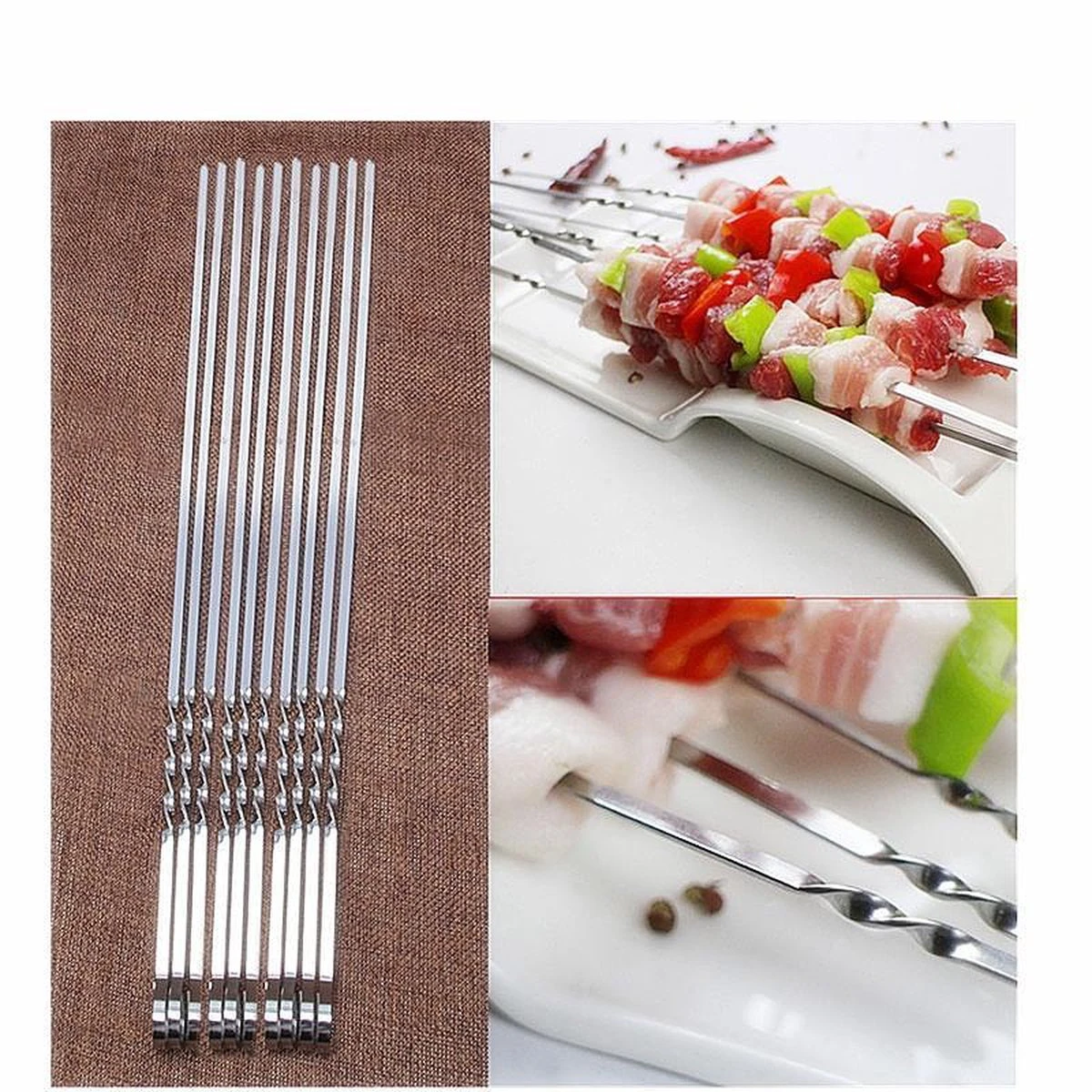 Brochettes De Barbecue – Barbecue Plat/Kebab/Saté Stylos Ensemble De Brochettes En Métal – Pics à Saté 10 Pièces 5 Brochettes De Barbecue – Barbecue Plat/Kebab/Saté Stylos Ensemble De Brochettes En Métal – Pics à Saté 10 Pièces – Image 5