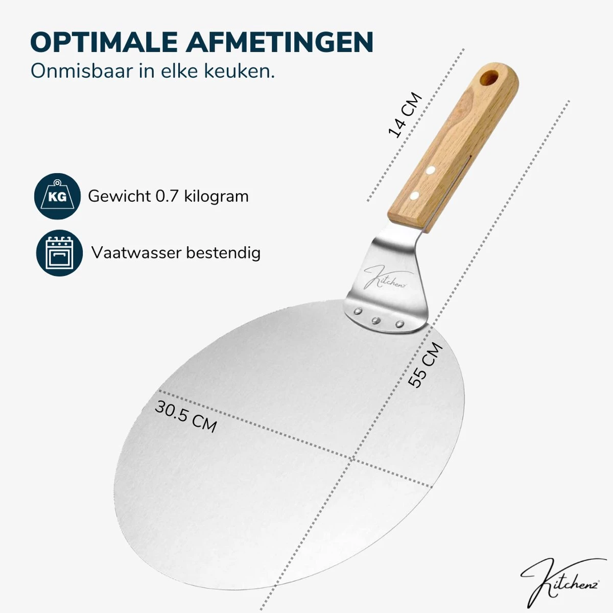 Kitchenz Pelle à Pizza Acier Inoxydable - Pelle à Pizza Pour BBQ - Manche Bois - 25,5 CM 8 Kitchenz Pelle à Pizza Acier Inoxydable - Pelle à Pizza Pour BBQ - Manche Bois - 25,5 CM – Image 8