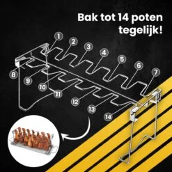 PROKING Support Ailes De Poulet - Accessoires De Vêtements Pour Bébé BBQ - Support Poulet BBQ - Four Support Poulet - Plateau De Collecte Inclus - Acier Inoxydable -Cuisine Fournitures Magasin 1200x1200 2729