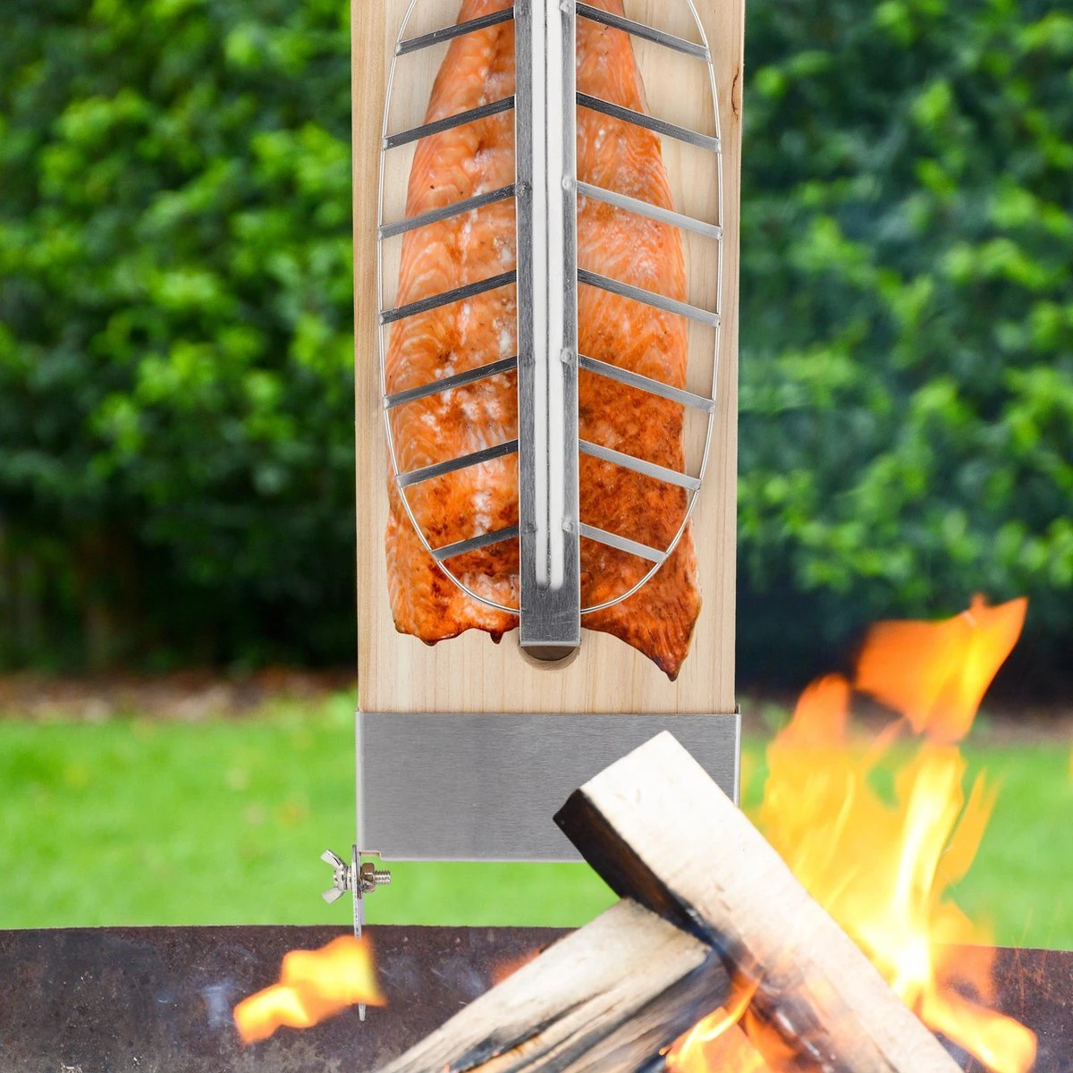 Relaxdays Ensemble De 2 Planches à Saumon Finlandais - Bois De Cèdre - Planche à Fumer Barbecue - Support Ovale - Pinces 7 Relaxdays Ensemble De 2 Planches à Saumon Finlandais - Bois De Cèdre - Planche à Fumer Barbecue - Support Ovale - Pinces – Image 7