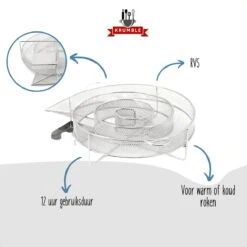 Krumble Smoker Box Round ø20cm Boîte à Fumée Ronde Pour Le Fumage à Froid De La Viande, Du Poisson, Du Fromage Ou D'autres Aliments Dans Le Barbecue Ou Le Fumoir - Acier Inoxydable -Cuisine Fournitures Magasin 1200x1200 2845