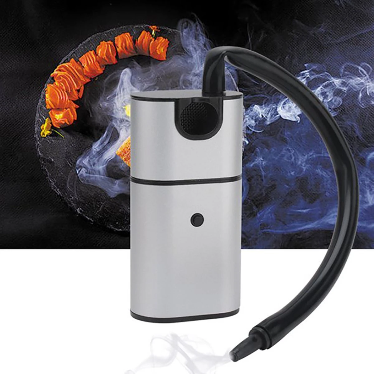 Fumoir Alimentaire - Avec Copeaux De Bois - Boîte à Fumer - Appareil à Fumer - Smokers - Pistolet à Smoking - Pistolet à Fumer - Métal - Argent 2 Fumoir Alimentaire - Avec Copeaux De Bois - Boîte à Fumer - Appareil à Fumer - Smokers - Pistolet à Smoking - Pistolet à Fumer - Métal - Argent – Image 2