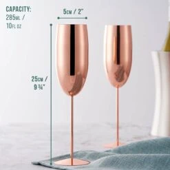 Oak & Steel 4 Verres à Flûtes à Champagne En Acier Inoxydable (285 Ml, 25 Cm), Or Rose/ Koper - Cadeau élégant Pour Les Amis Et La Famille -Cuisine Fournitures Magasin 1200x1200 2917