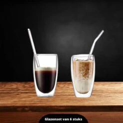 Verre GLAEZ® à Double Paroi - Verres à Verres à Café Latte Macchiato - Tasses à Café / Verres à Thé - Longdrinkglas - Mojitoglas - Verre à Café Verres à Thé à La Bouche - Verres à Café à Double Paroi - Lave-vaisselle - 450 Ml -Cuisine Fournitures Magasin 1200x1200 2946