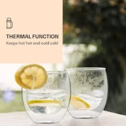 DUOS Feelino 4 X 410 Ml Verres Thermo Double Paroi Jumbo + 4 X Cuillères En Acier Inoxydable - Verres à Latte Macchiatio - Verres à Thé - Soufflé à La Bouche -Cuisine Fournitures Magasin 1200x1200 2960