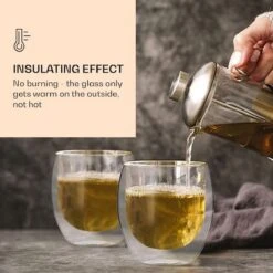 DUOS Feelino 4 X 410 Ml Verres Thermo Double Paroi Jumbo + 4 X Cuillères En Acier Inoxydable - Verres à Latte Macchiatio - Verres à Thé - Soufflé à La Bouche -Cuisine Fournitures Magasin 1200x1200 2961