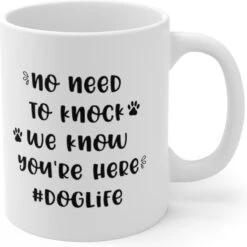 No Besoin De Frapper, Nous Savons Que Vous êtes Ici Tasse En Céramique, Tasse Cadeau Pour Les Amoureux Des Chiens, Tasses En Céramique Conçues De Qualité, D015-003W, 11 Oz, -Cuisine Fournitures Magasin 1200x1200 2974