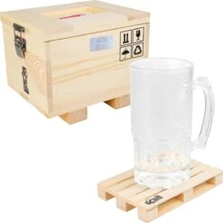 Labyrinth - Verre à Bière Dans Une Boîte En Bois (27x21x21 Cm) Avec Sous-verre En Bois - Chope à Bière 1 Litre - Coffret Cadeau -Cuisine Fournitures Magasin 1200x1200 2994