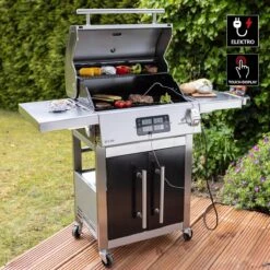 BBQ électrique Landmann E-grill Chariot Argent | Zwart - Avec Thermomètre Intégré - Avec écran Tactile - Avec étagères Latérales - Couvercle Refermable -Cuisine Fournitures Magasin 1200x1200 303