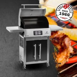 BBQ électrique Landmann E-grill Chariot Argent | Zwart - Avec Thermomètre Intégré - Avec écran Tactile - Avec étagères Latérales - Couvercle Refermable -Cuisine Fournitures Magasin 1200x1200 304