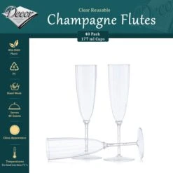 Decorline - 48 X Verres à Champagne En Plastique à Usage Multiple De Transparent, Verres à Pied Flûte à Champagne En Plastique Pour Mariages, Célébrations Et Fêtes, Set - Lot De 48 - Transparent 9 Decorline - 48 X Verres à Champagne En Plastique à Usage Multiple De Transparent, Verres à Pied Flûte à Champagne En Plastique Pour Mariages, Célébrations Et Fêtes, Set - Lot De 48 - Transparent -Cuisine Fournitures Magasin 1200x1200 3056