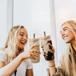Lot De 2 Verres à Thé à Bubble 720 Ml Avec Paille Et Couvercle En Bambou Anti-moisissure, Verre à Coffee Glacé à Col Large, Tasse à Jus De Fruits, Gobelet En Glas Mason , Verre à Thé Boba -Cuisine Fournitures Magasin 1200x1200 3082