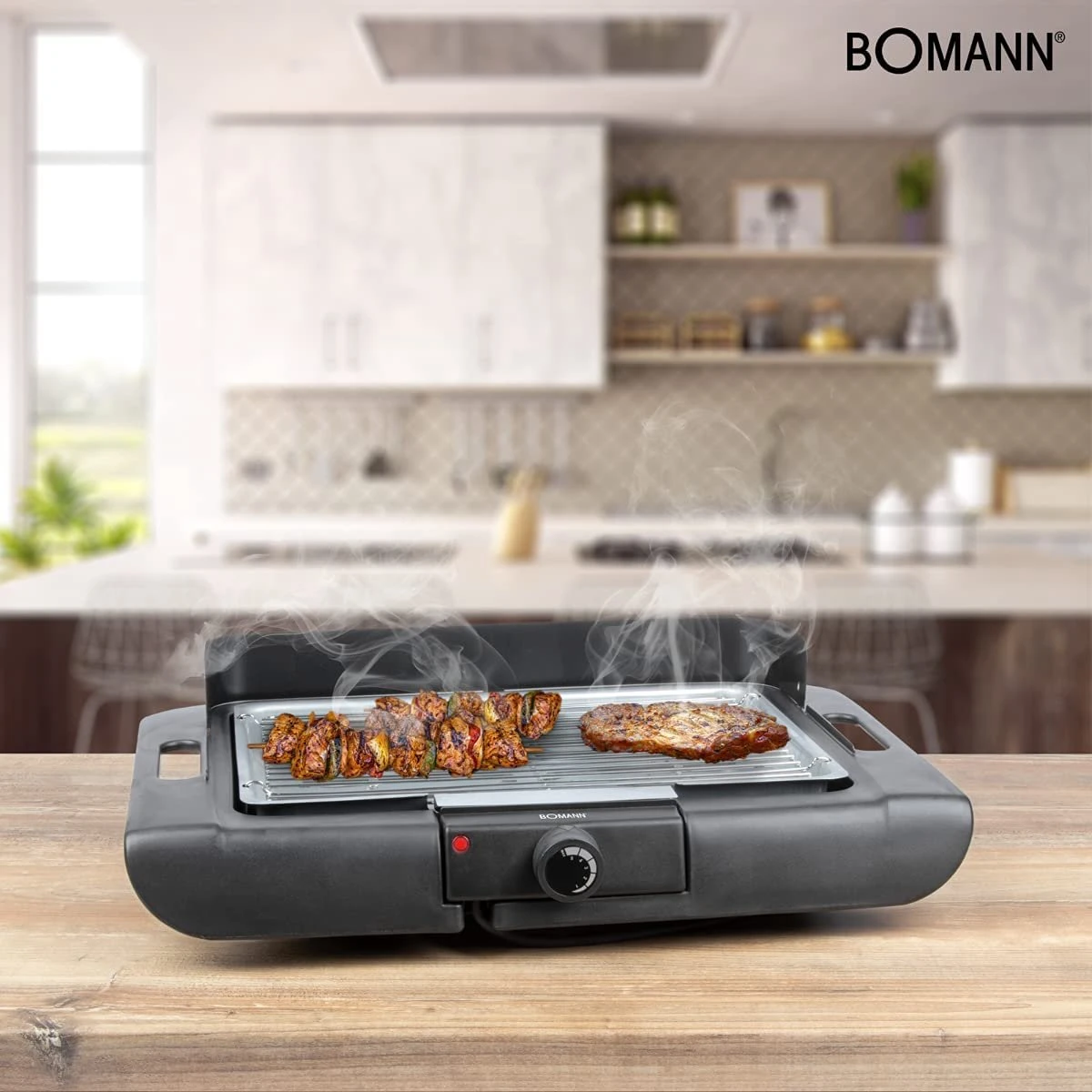 Bomann BQS 2244 CB, Gril Sur Pied Pour Barbecue, Grille De Gril Chromée, égouttoir En Métal, Pare-brise, Surface De Gril : 35,5 X 24,5 Cm, 2000 Watt 2 Bomann BQS 2244 CB, Gril Sur Pied Pour Barbecue, Grille De Gril Chromée, égouttoir En Métal, Pare-brise, Surface De Gril : 35,5 X 24,5 Cm, 2000 Watt – Image 2