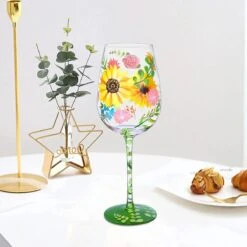 Nymphfable Peint à La Main Verre à Vin Aquarelle Fleurs Artisanat Peint Verres à Verres à Vin 15 Oz Cadeau Personnalisé Pour Meilleur Ami -Cuisine Fournitures Magasin 1200x1200 3120