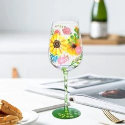 Nymphfable Peint à La Main Verre à Vin Aquarelle Fleurs Artisanat Peint Verres à Verres à Vin 15 Oz Cadeau Personnalisé Pour Meilleur Ami -Cuisine Fournitures Magasin 1200x1200 3121