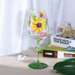 Nymphfable Peint à La Main Verre à Vin Aquarelle Fleurs Artisanat Peint Verres à Verres à Vin 15 Oz Cadeau Personnalisé Pour Meilleur Ami -Cuisine Fournitures Magasin 1200x1200 3122