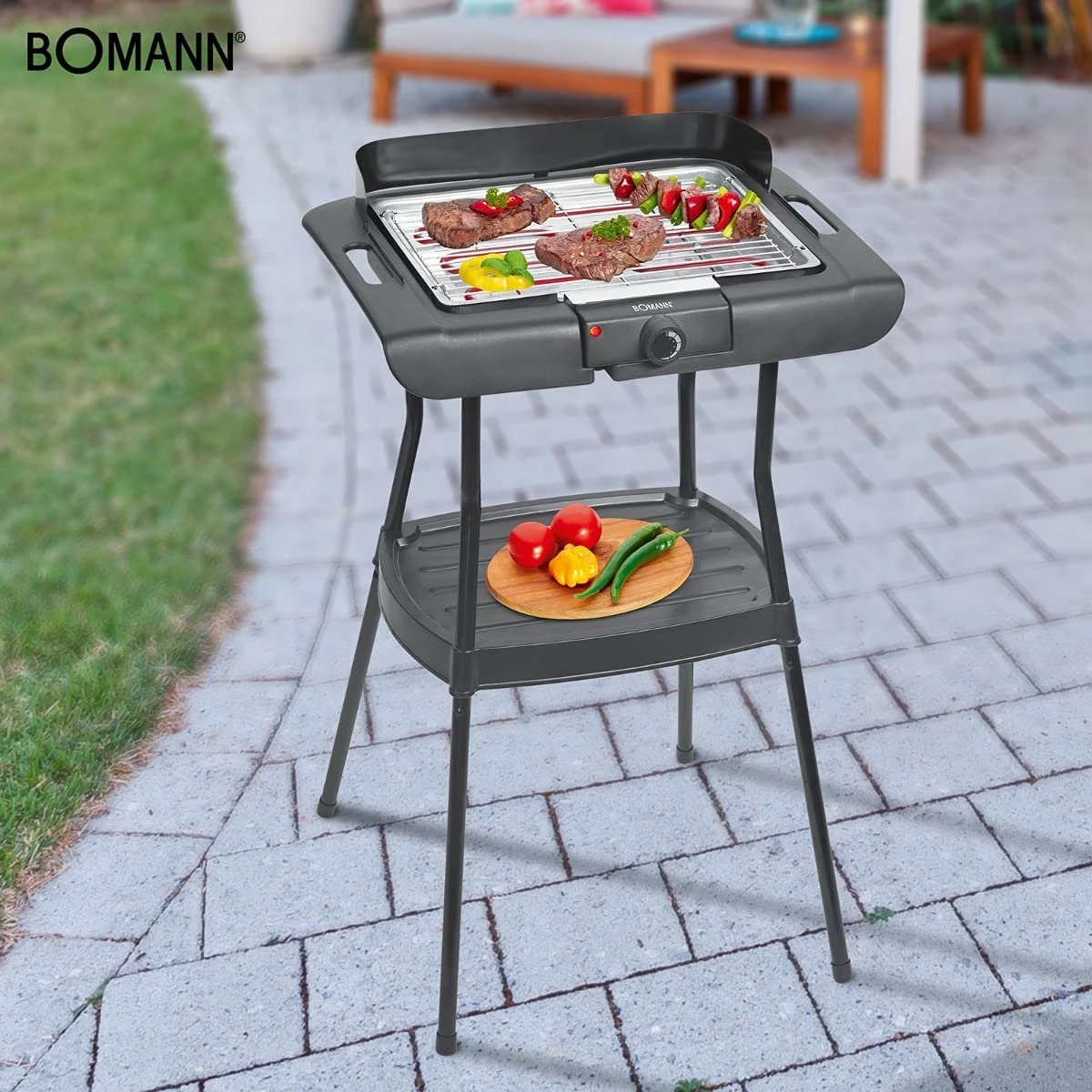 Bomann BQS 2244 CB, Gril Sur Pied Pour Barbecue, Grille De Gril Chromée, égouttoir En Métal, Pare-brise, Surface De Gril : 35,5 X 24,5 Cm, 2000 Watt 4 Bomann BQS 2244 CB, Gril Sur Pied Pour Barbecue, Grille De Gril Chromée, égouttoir En Métal, Pare-brise, Surface De Gril : 35,5 X 24,5 Cm, 2000 Watt – Image 4