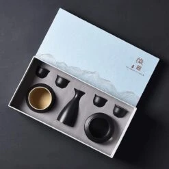 Set De 7 Tasses à Saké, Style Traditionnel Japonais En Céramique, Coffret Cadeau De Rangement Pour Saké, Comprend 4 Verres à Vin, Table Chauffante, Flame Man, Bol à Marmite (noir) -Cuisine Fournitures Magasin 1200x1200 3145