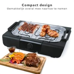 Barbecue De Table électrique Cheqo® - Plaque De Gril électrique - Modèle De Table BBQ électrique - Acier Inoxydable Et Plastique - Avec Réservoir D'eau, Thermostat, Interrupteur - 2000W -Cuisine Fournitures Magasin 1200x1200 324