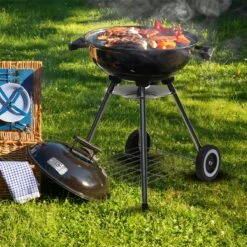 Barbecue AG Ø 46 Cm - Barbecues à Charbon - Barbecue Kogelbarbecue Incl. Thermomètre - Température Inoxydable - Barbecue Rond - Incl. Couvercle Et Roues - Barbecue Traditionnel - 7 Personnes - Grille De Ventilation Pour Régulation Oxygène - Zwart - -Cuisine Fournitures Magasin 1200x1200 34