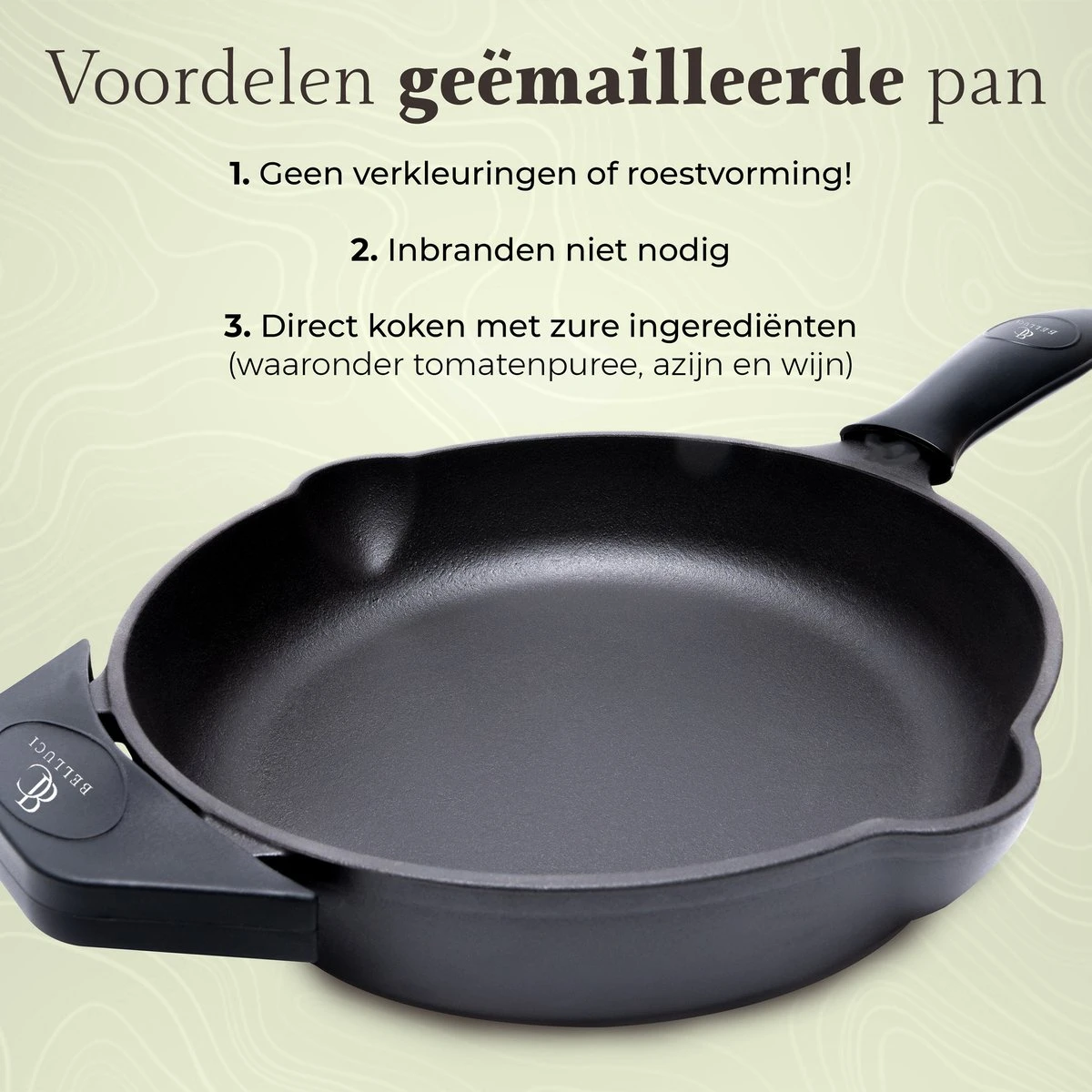 Belluci - Ø31cm - Poêle En Fonte - Poêle - Poêle à Frire Adaptée à Toutes Les Sources De Chaleur BBQ Et Induction Avec Accessoires - Poêle - Casserole 3 Belluci - Ø31cm - Poêle En Fonte - Poêle - Poêle à Frire Adaptée à Toutes Les Sources De Chaleur BBQ Et Induction Avec Accessoires - Poêle - Casserole – Image 3