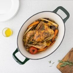 Cocotte En Fonte Navaris Avec Couvercle - Faitout - Poêle émaillée - Convient Pour La Cuisson à Induction, Gaz Et électrique - Ovale - Vert Foncé -Cuisine Fournitures Magasin 1200x1200 368
