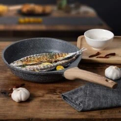 Antiadhésif Frying Pan 28cm, Omelette Pan POELES, En Fonte D' Aluminium Granite Pan, Cuisinière à Gaz Adapt Et Cuisinière à Induction. (Grijs, 28CM) -Cuisine Fournitures Magasin 1200x1200 391