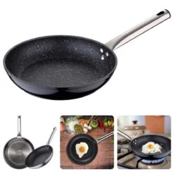 Poêle à Frire Cheqo® PRO - Moule à Pâtisserie - Ø30cm - Aluminium De Haute Qualité - Manche En Acier Inoxydable - Revêtement En Marbre - Sans PFOA - Sans Plombs- Tous Feux - Aussi Pour Induction