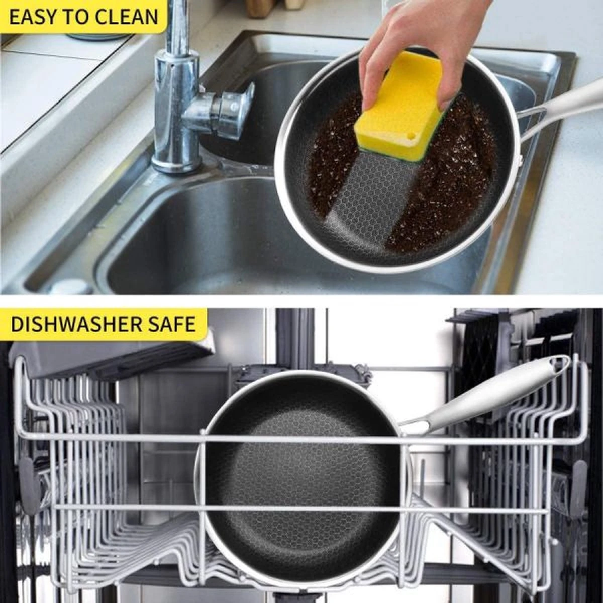 Poêle Cainfy Super Revêtement Antiadhésif Pro - Antiadhésif Honeycomb Heavy Duty - Passe Au Lave-vaisselle Et Au Four - Ø 33 Cm 5 Poêle Cainfy Super Revêtement Antiadhésif Pro - Antiadhésif Honeycomb Heavy Duty - Passe Au Lave-vaisselle Et Au Four - Ø 33 Cm – Image 5