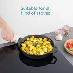 Poêle En Fonte Navaris - Poêle En Fonte - Poêle Ronde - Convient à Toutes Les Sources De Chaleur - Ø 25 Cm - Avec Anse - Zwart -Cuisine Fournitures Magasin 1200x1200 440