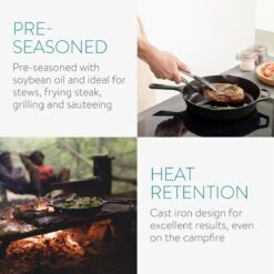 Poêle En Fonte Navaris - Poêle En Fonte - Poêle Ronde - Convient à Toutes Les Sources De Chaleur - Ø 25 Cm - Avec Anse - Zwart -Cuisine Fournitures Magasin 1200x1200 441