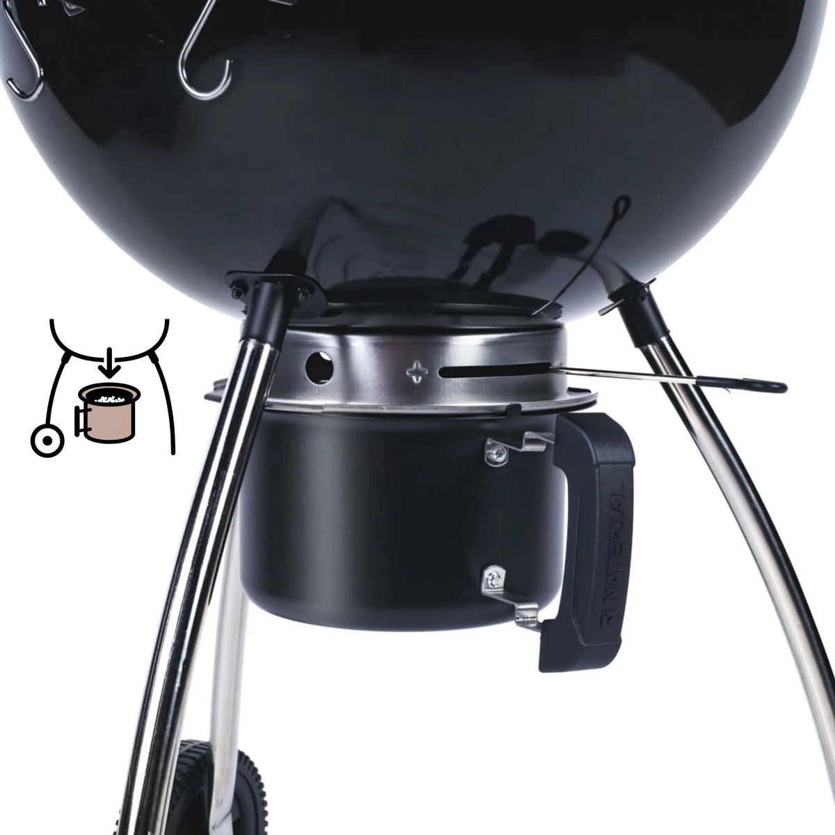 NATERIAL - Barbecue à Charbon PHOENIX BETA - 8 Personnes - Ø 57 Cm - H. 108 Cm - Acier émaillé - Zwart - Barbecue Boule 7 NATERIAL - Barbecue à Charbon PHOENIX BETA - 8 Personnes - Ø 57 Cm - H. 108 Cm - Acier émaillé - Zwart - Barbecue Boule – Image 7