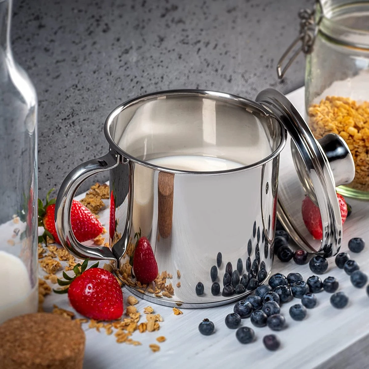 KADAX Marmite Haute Avec Couvercle En Verre Fermé, 1,2 L, Marmite En Acier Inoxydable Avec Poignée Confortable, Marmite, Couvercle Avec Trou De Vapeur, Casserole Et Va Au Lave-vaisselle (argent) 2 KADAX Marmite Haute Avec Couvercle En Verre Fermé, 1,2 L, Marmite En Acier Inoxydable Avec Poignée Confortable, Marmite, Couvercle Avec Trou De Vapeur, Casserole Et Va Au Lave-vaisselle (argent) – Image 2